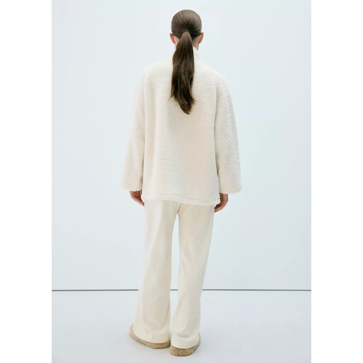 Cardigan effet mouton à boutons ivoire, MANGO