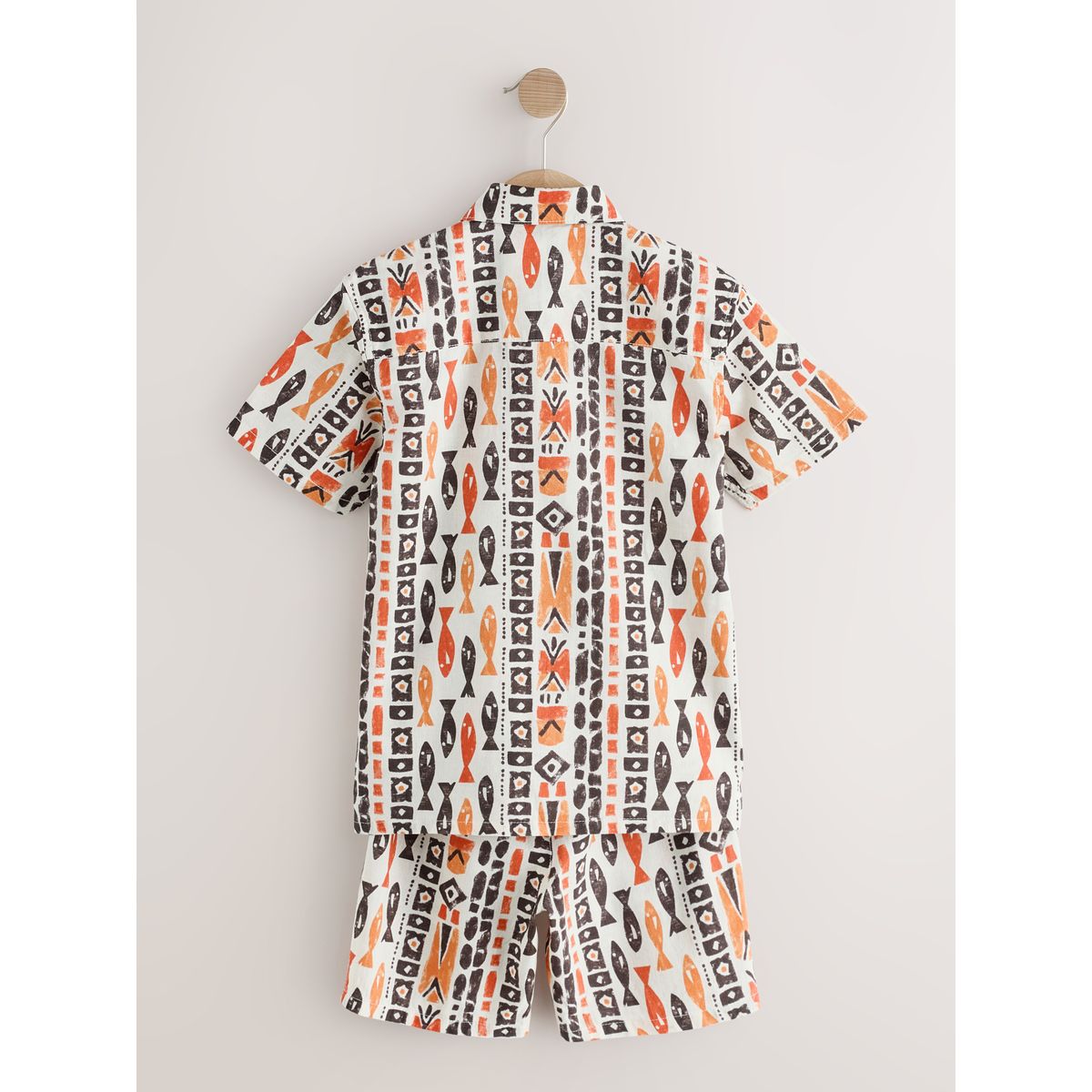 Chemise et short à imprimé intégral imprimé intégral écru à poissons, NEXT