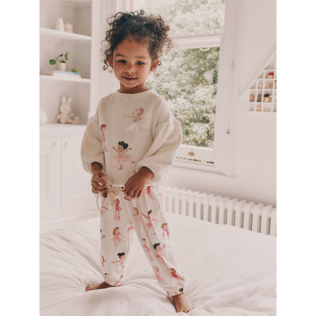 Pyjamas en polaire confortable ballerine écrue/rose, NEXT