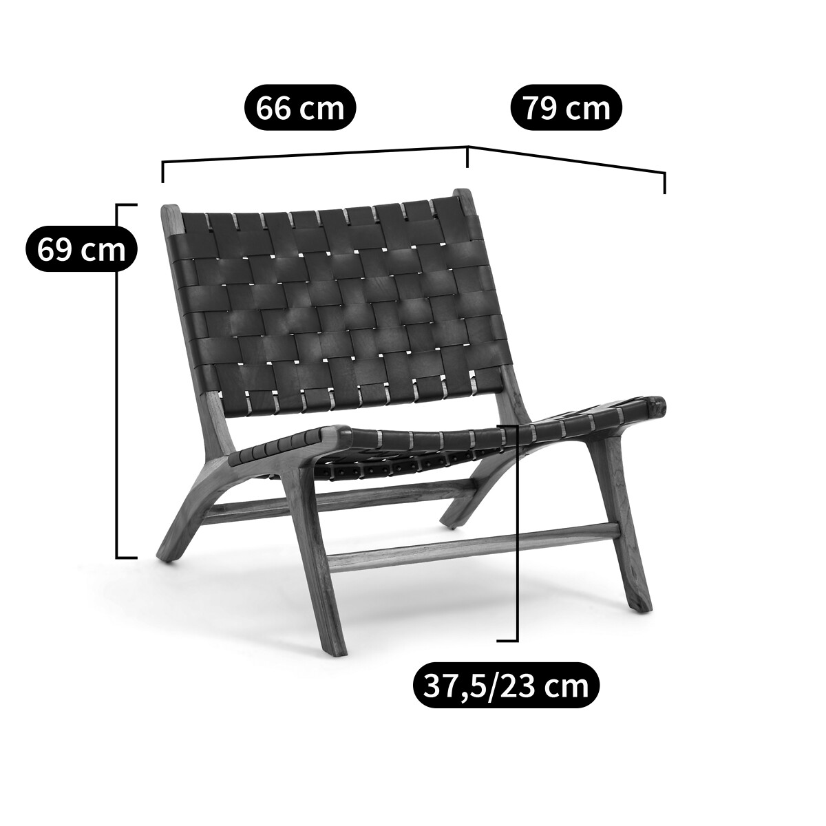 Sillón lounge de teca y cuerda trenzada, Amanda natural, LA REDOUTE INTERIEURS