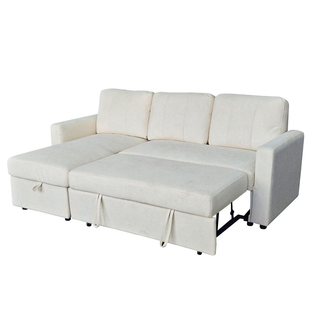 Nexis Soft Wool 3 Seater Corner Sofa Bed with Storage Chaise (Left Facing) natural, ASPIRE