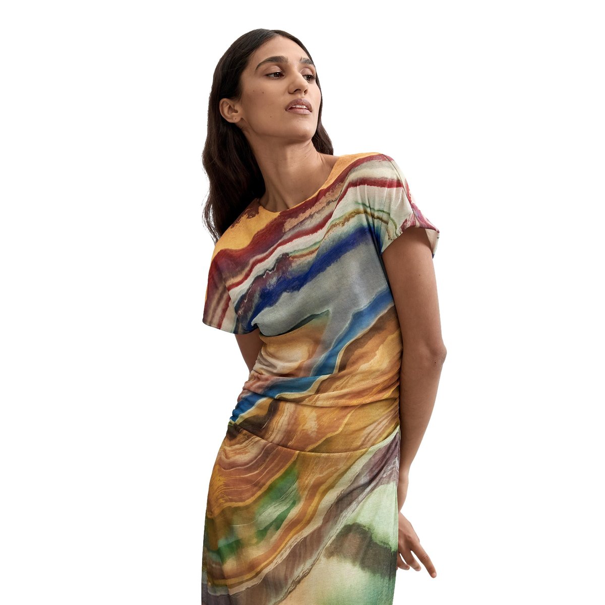 Robe en maille à manches courtes noir, DESIGUAL