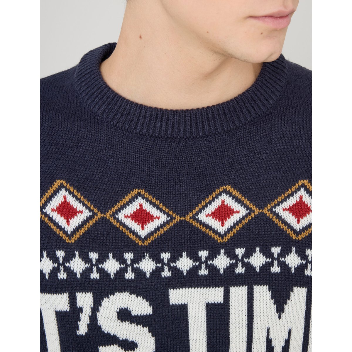 Pull jacquard noël bleu foncé, BZB