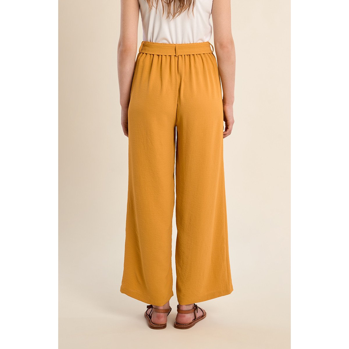 Pantalon fluide avec ceinture mango yellow, MOLLY BRACKEN