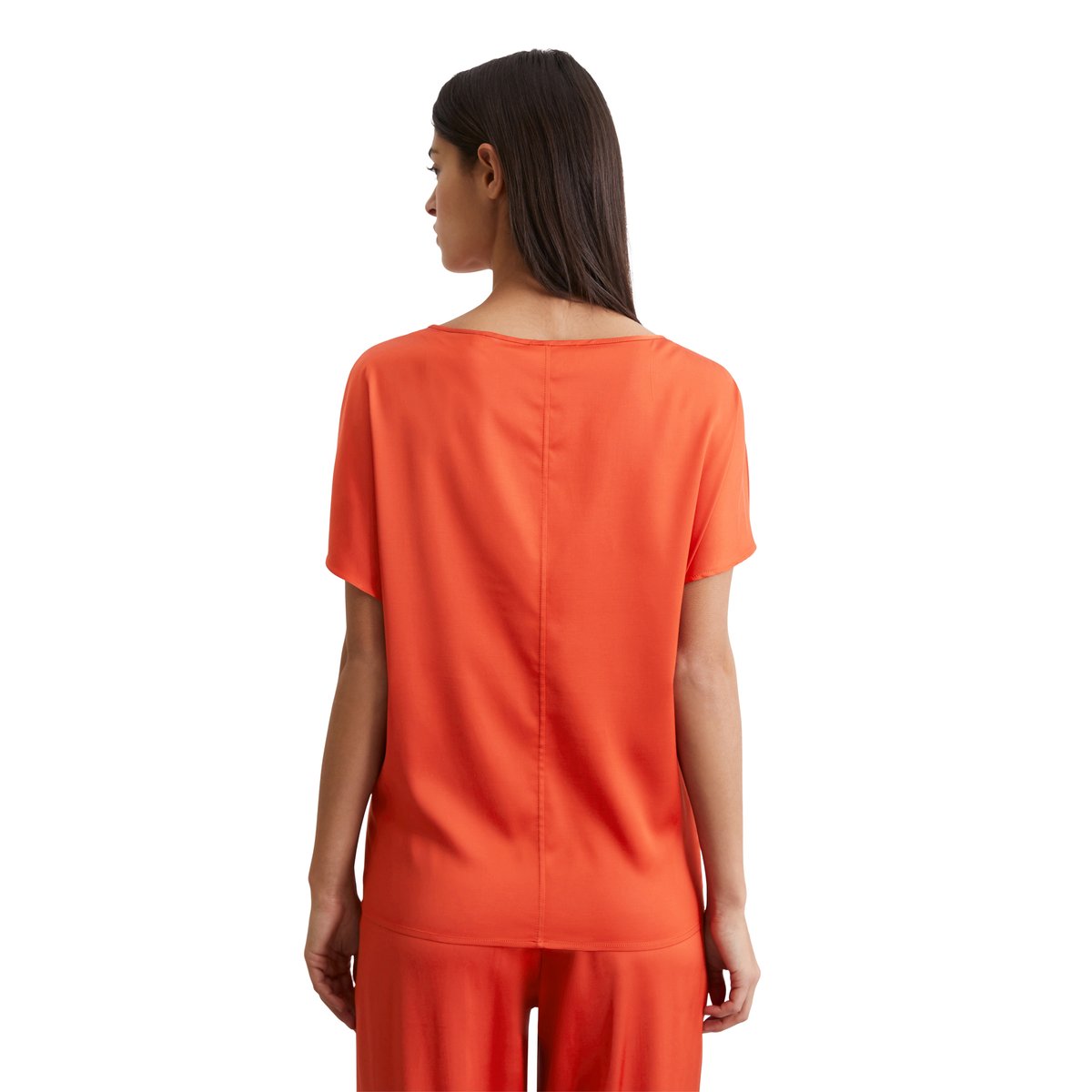 Chemisier régulier en satin stretch de viscose rouge, MARC O'POLO