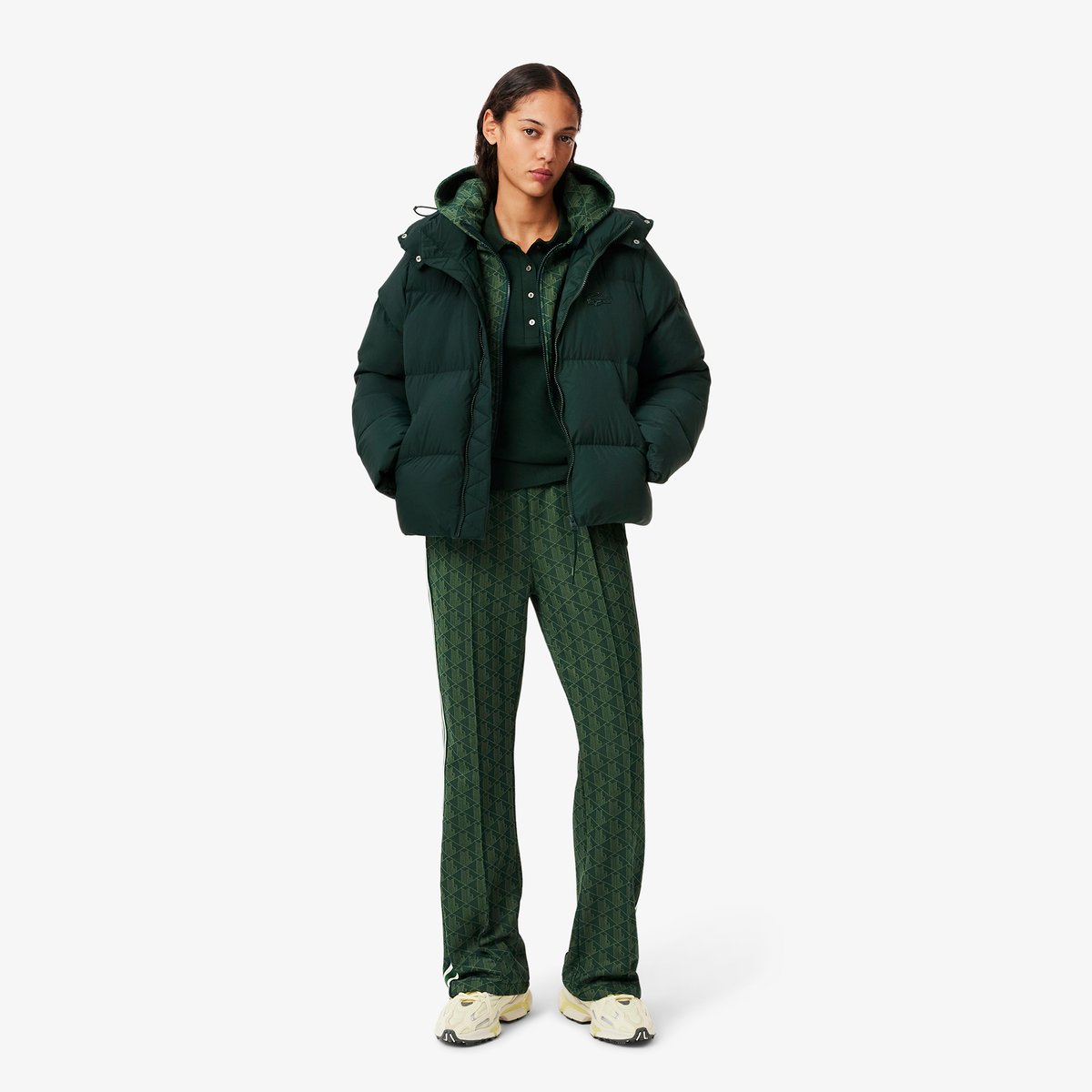 Doudoune à capuche relaxed fit duvet vert-yzp, LACOSTE