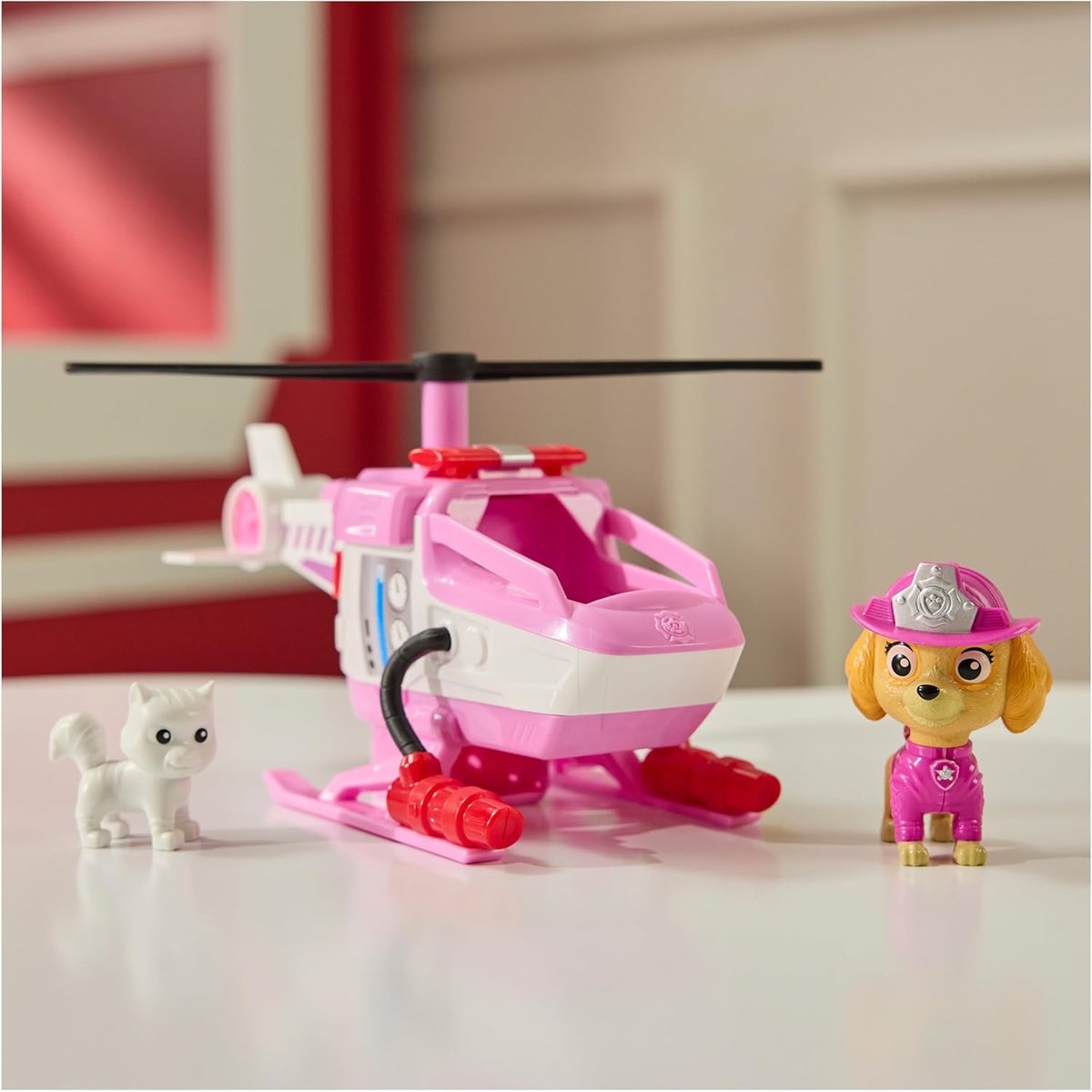 Paw Patrol Fire Rescue - Skye avec l'hélicoptère de sauvetage rose, SPIN MASTER