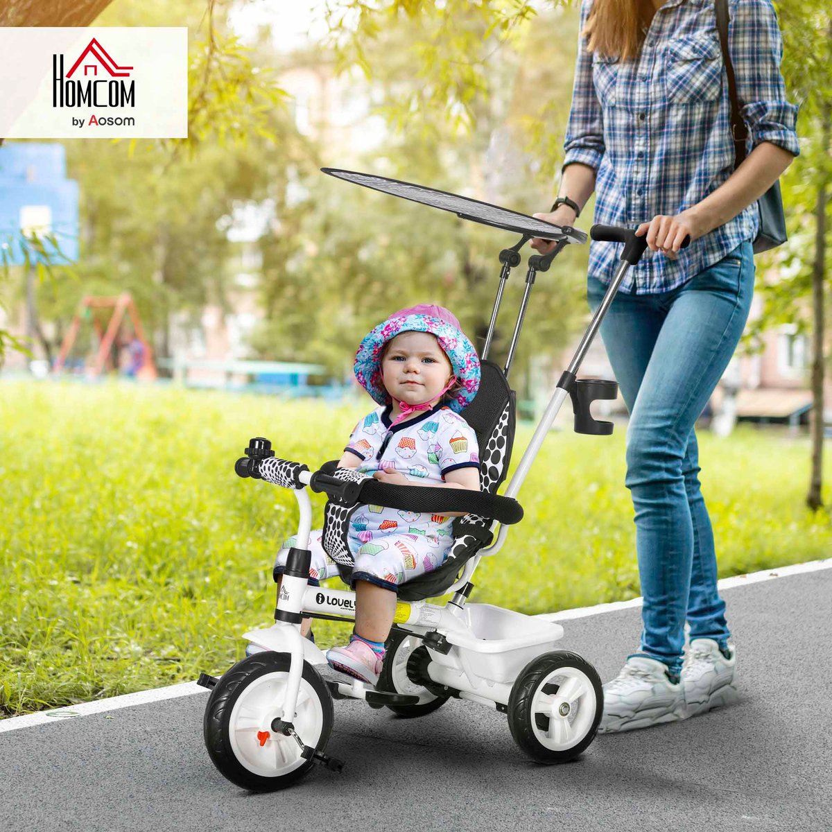 Tricycle pour enfants Métal Bleu blanc, HOMCOM