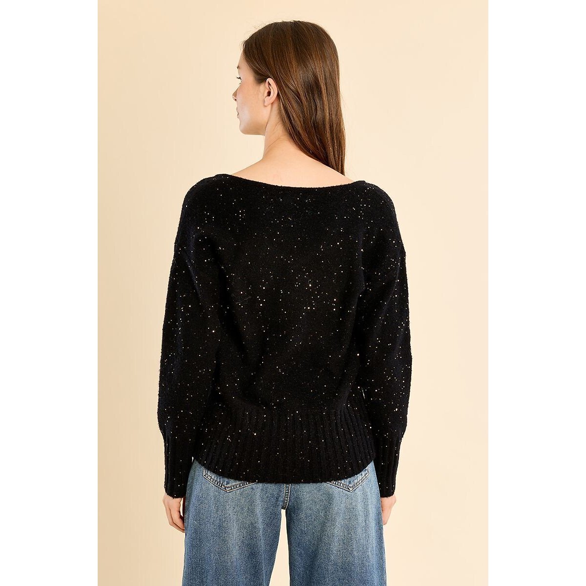 Pull col V avec sequins noir, MOLLY BRACKEN
