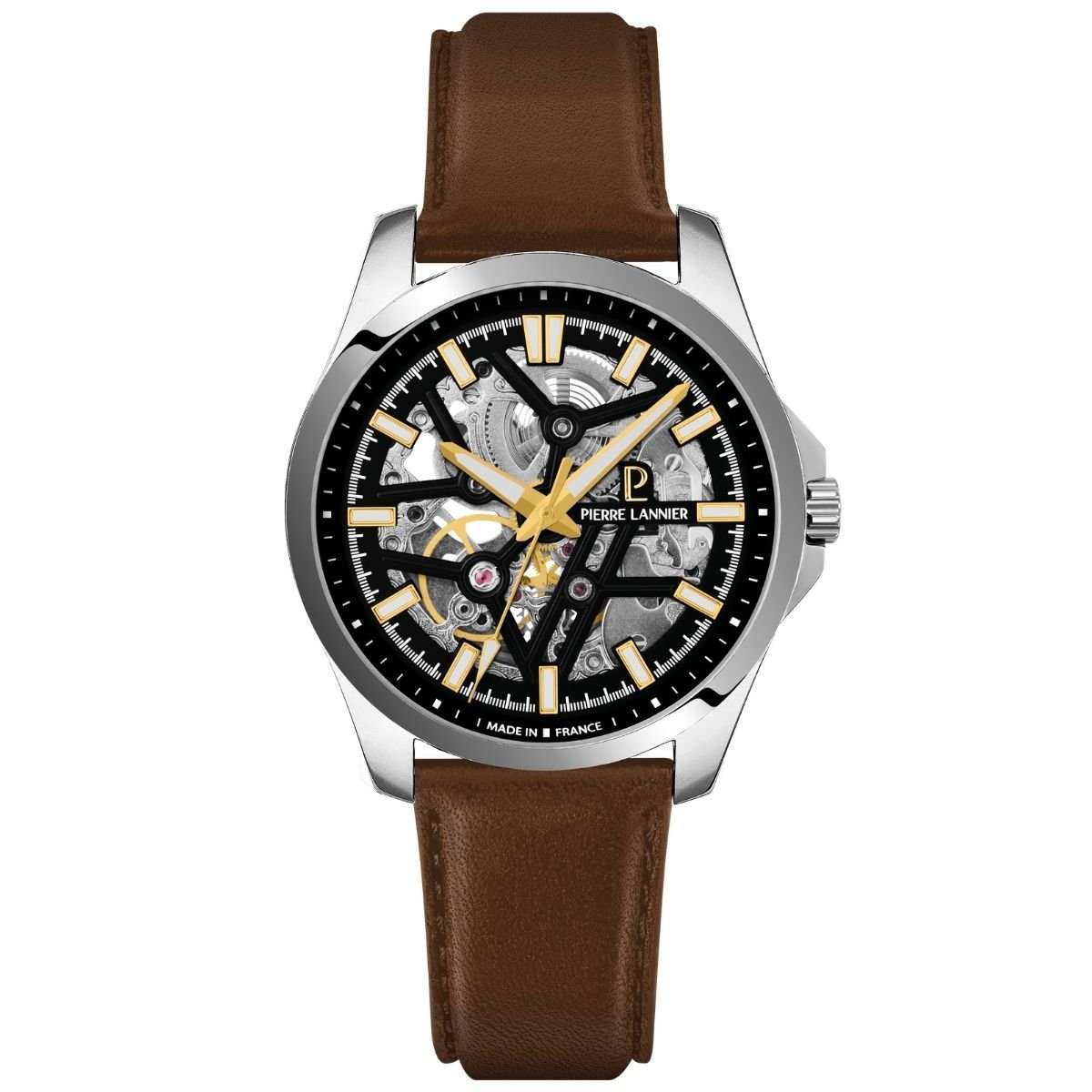 Montre Analogique SKELETOM argenté noir marron, PIERRE LANNIER