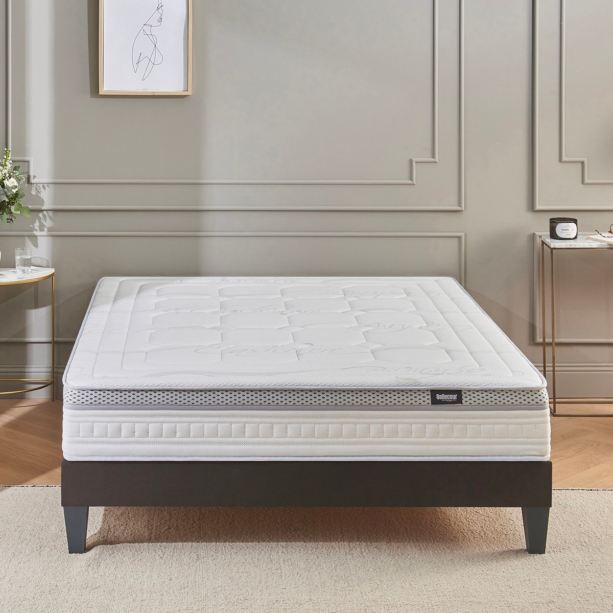 Matelas Hybride 28 cm CONCORDE II - 90x190 cm blanc, BELLECOUR
