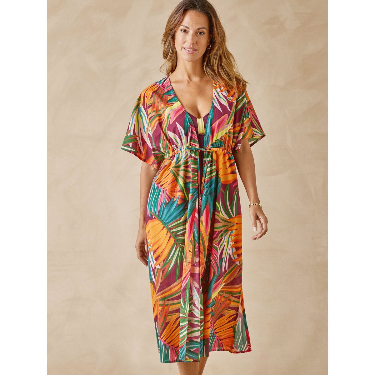Kimono femme voile de coton imprimé multicolore, DAXON