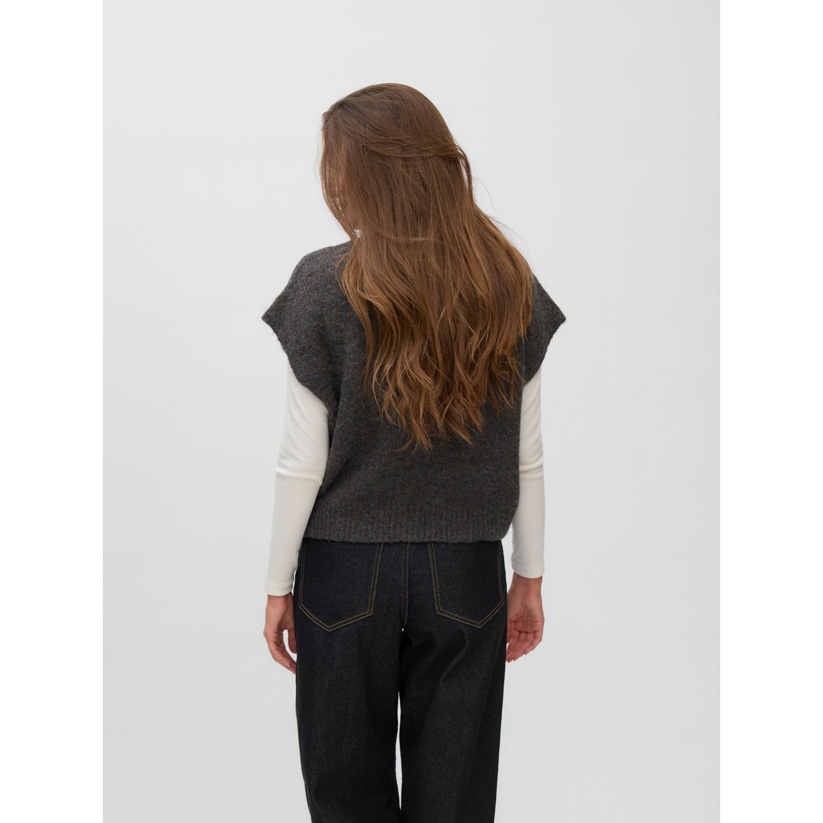 Gilet grise - dark grey melange 1, VERO MODA