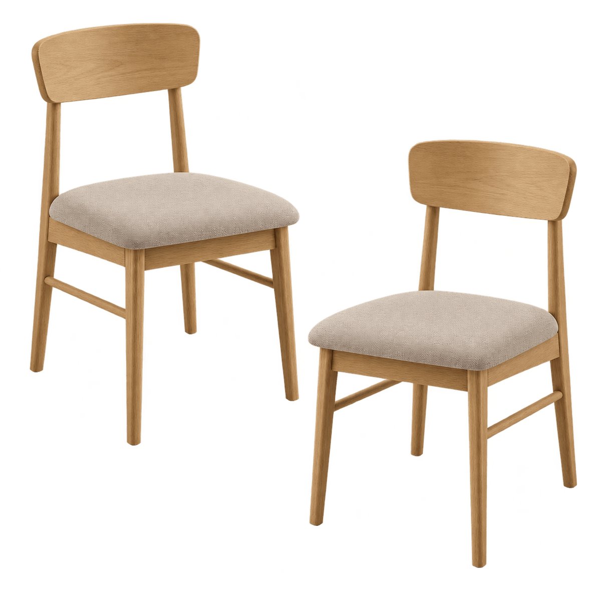 Chaise vintage bois et tissu (lot de 2) ORBE bois clair, PIER IMPORT