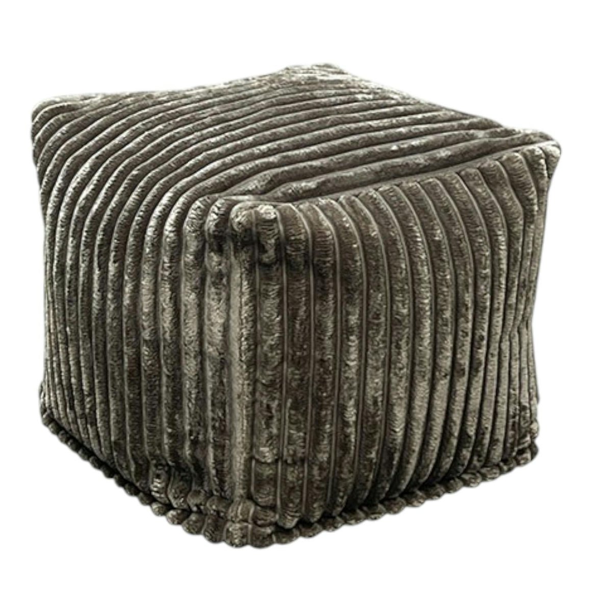 Pouf carré velours grosses côtes kaki VISBY kaki, PIER IMPORT