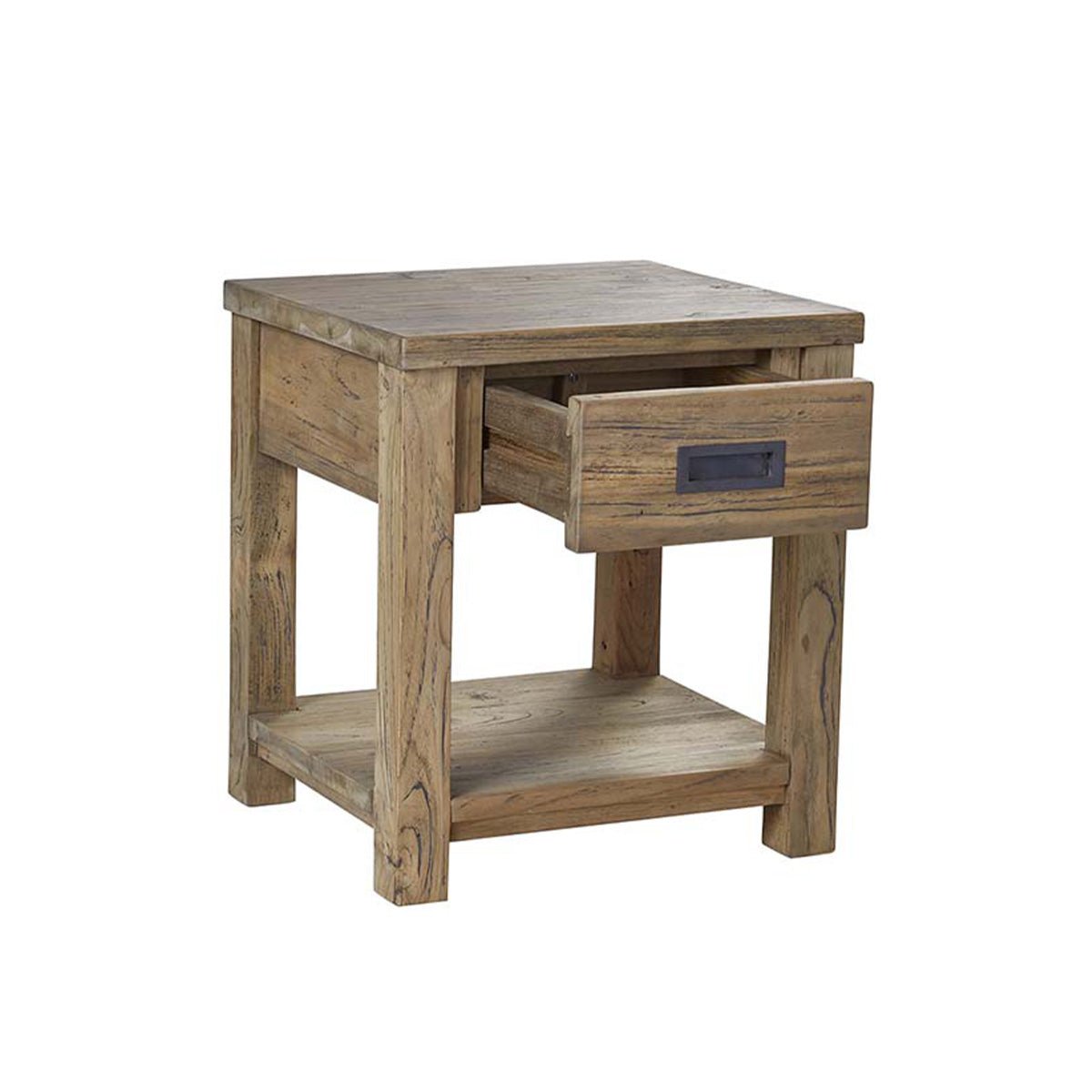 Table de chevet en bois de teck recyclé 1 tiroir CARGO naturel, BERAH GETAH