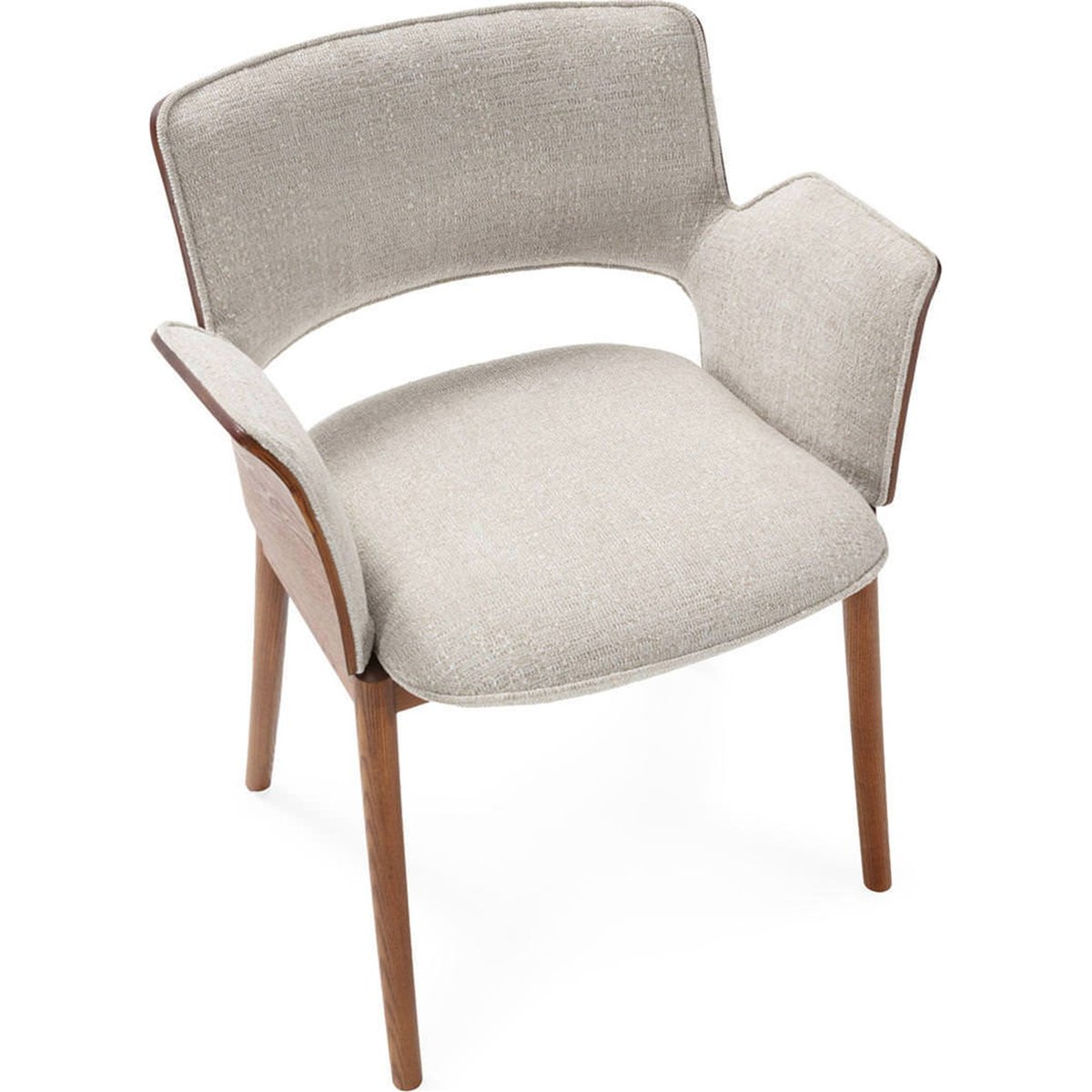 Chaise en bois et tissu noyer et blanc cassé, RECOLLECTION