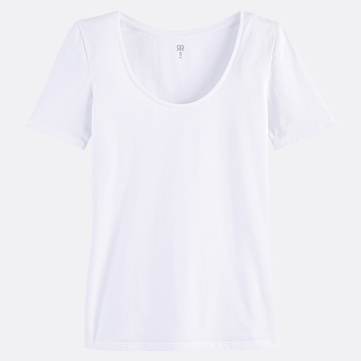 T-shirt maniche corte in cotone stretch bianco, LA REDOUTE COLLECTIONS