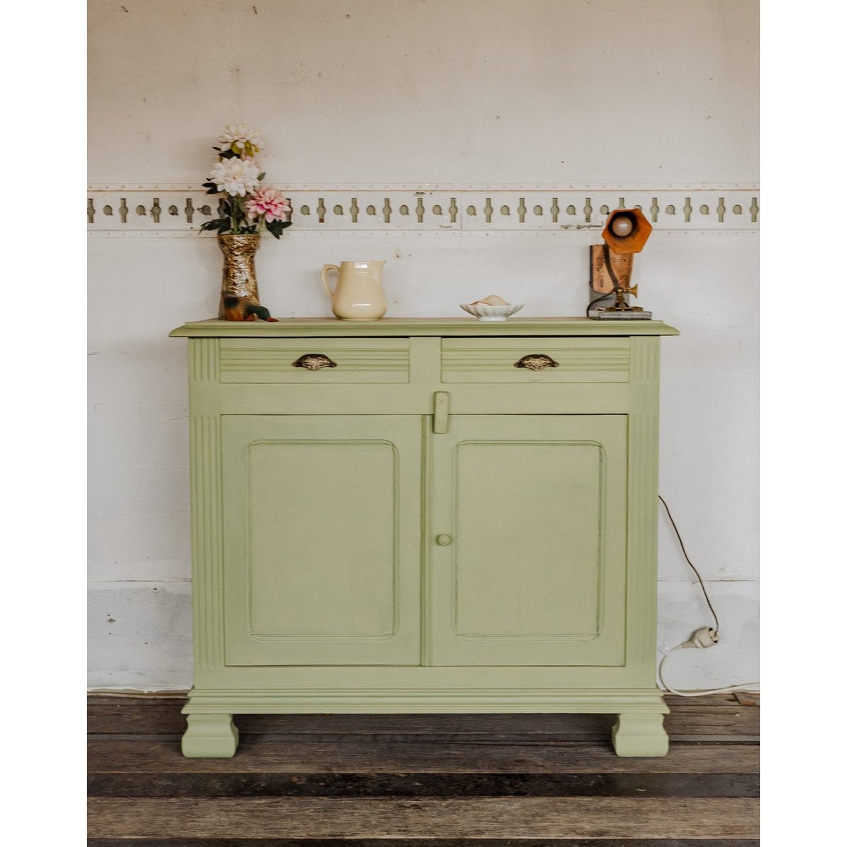 Buffet en bois vert Gilbert N°1883 - Bon état vert, DEBONGOUT