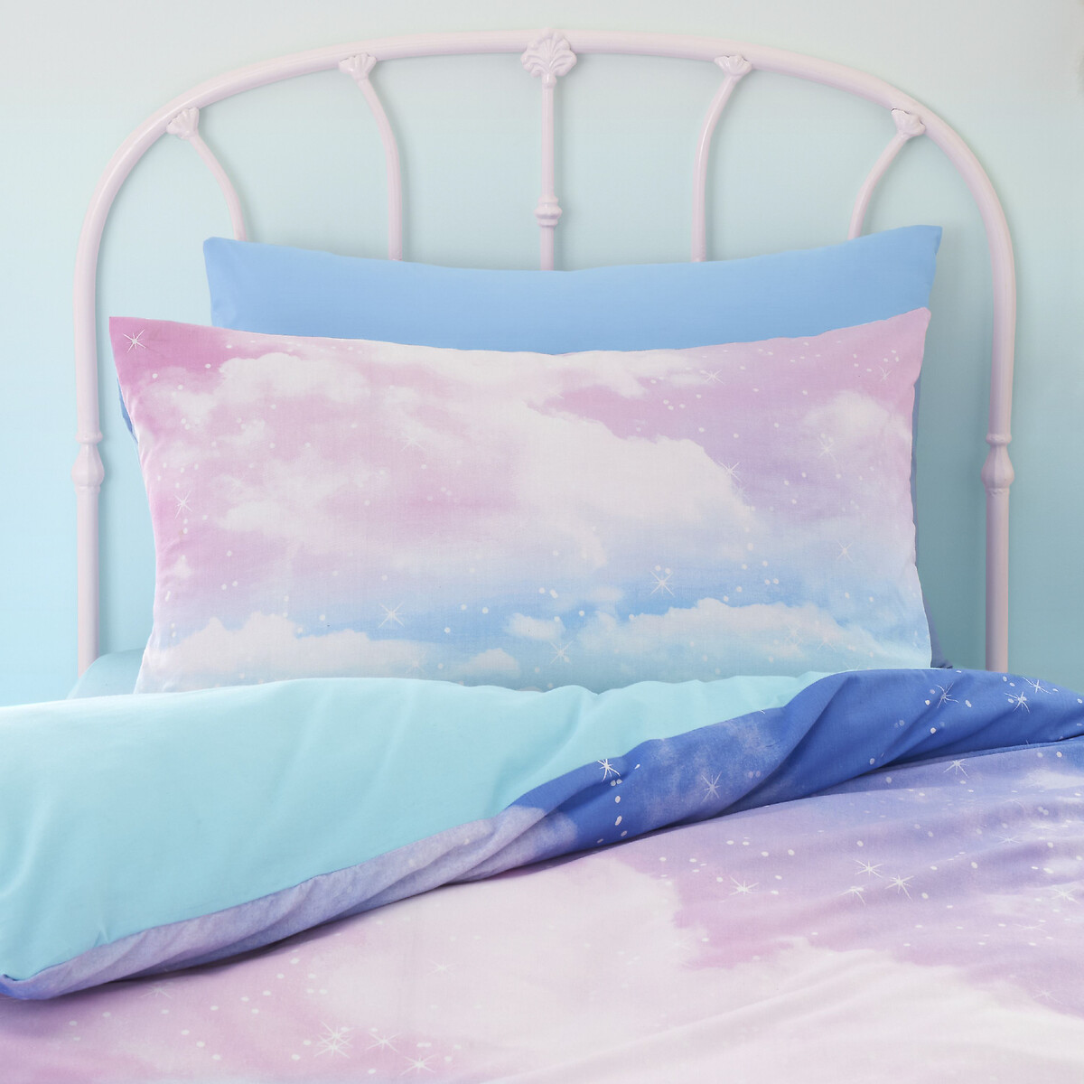Ombre Rainbow Clouds Duvet Cover and Pillowcase Set multi-coloured, CATHERINE LANSFIELD