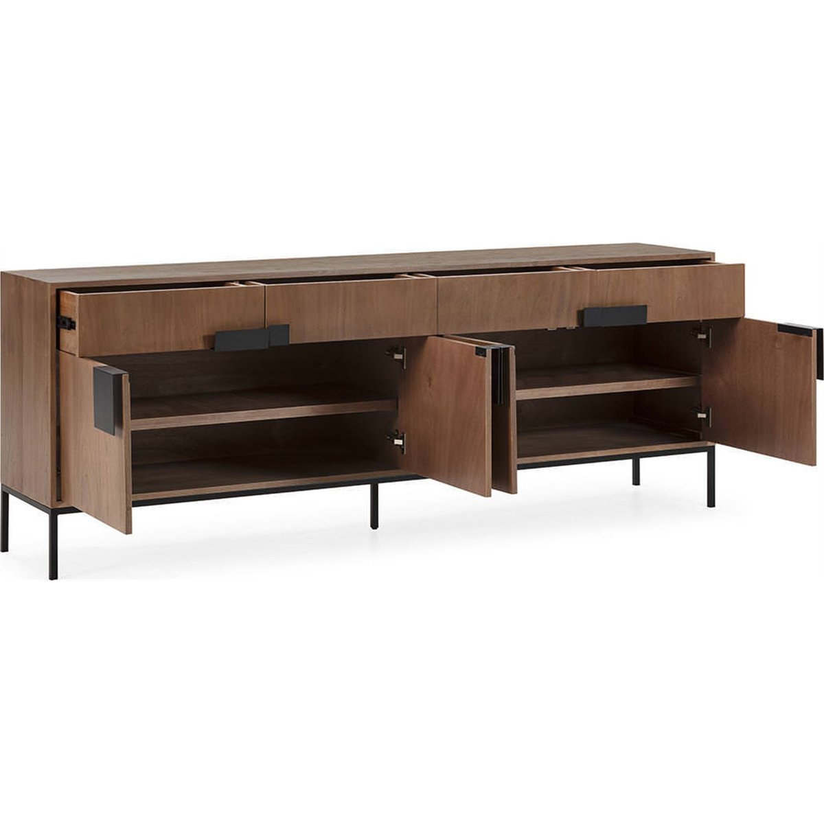 Buffet en bois d'orme et métal noyer, noir mat, RECOLLECTION