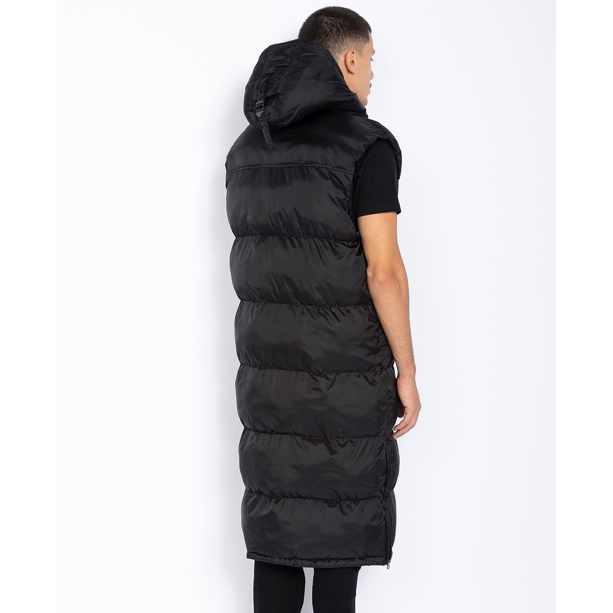 Doudoune extra longue sans manches noir, SCHOTT