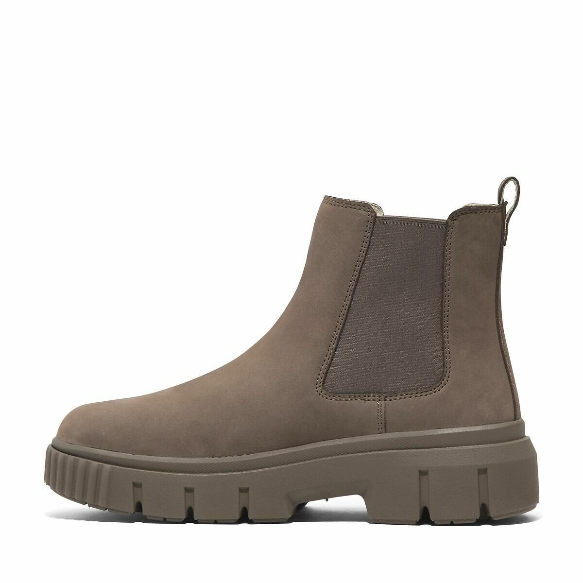 Boots en nubuck talon plat marron, TIMBERLAND