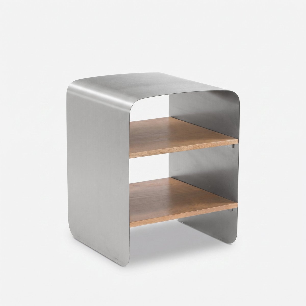 Table de chevet en bois de manguier et métal brossé - SELMA marron clair et métal, MAISON PAVANE