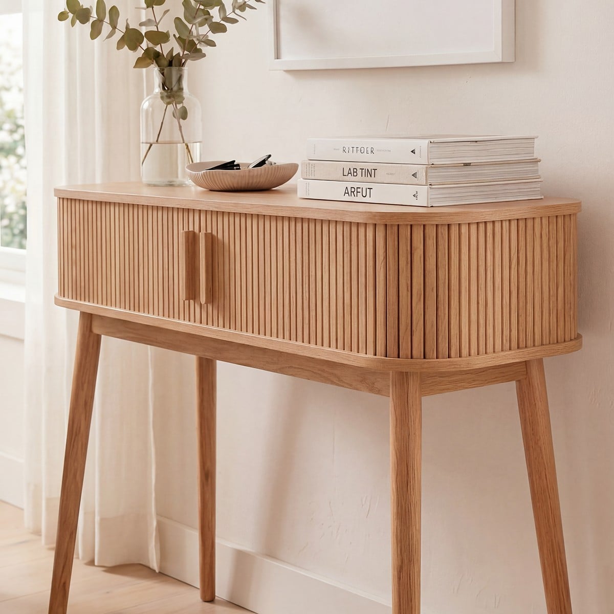 Console 2 portes coulissantes L100 cm - ERNEST bois clair, CALICOSY