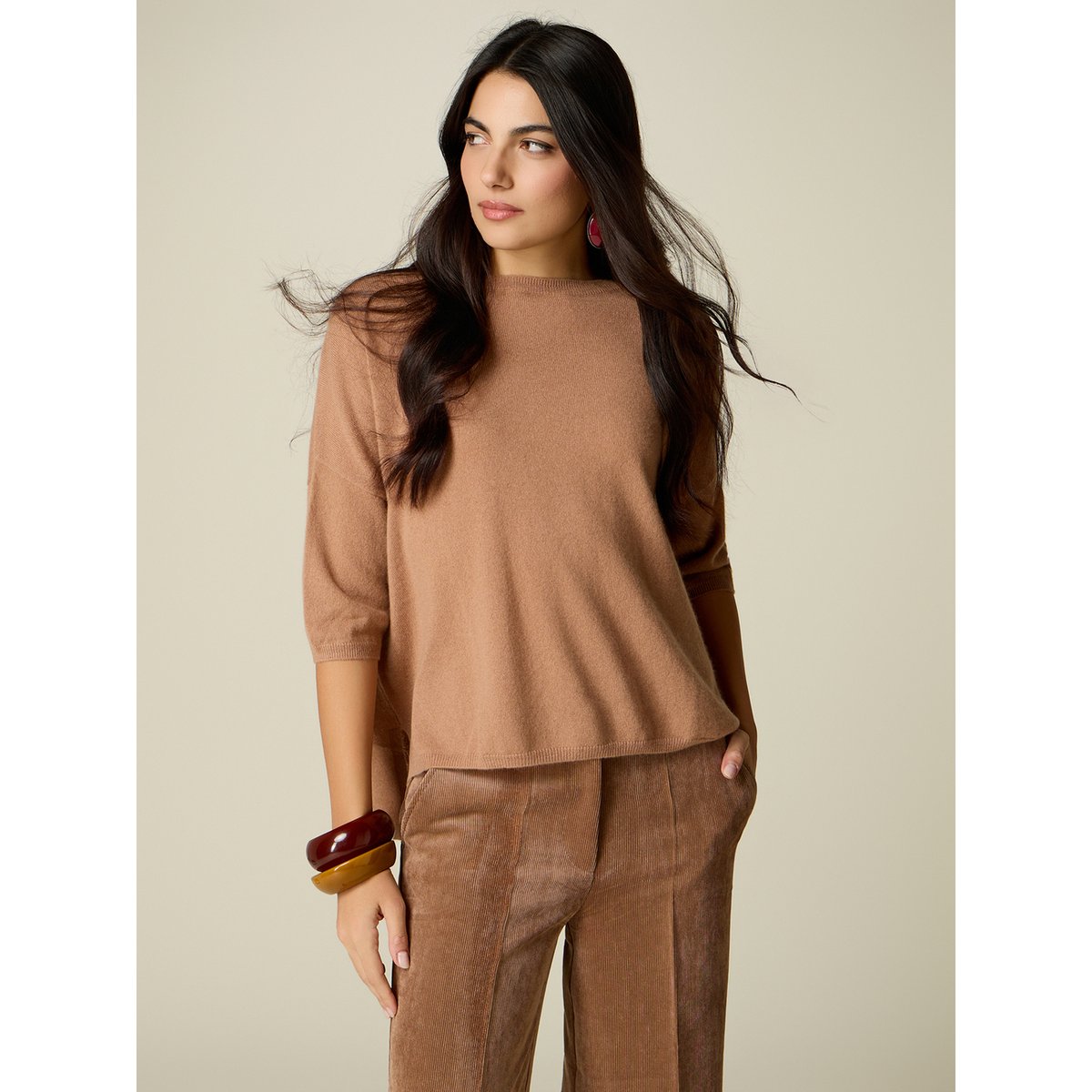 Pull à encolure bateau beige, OLTRE