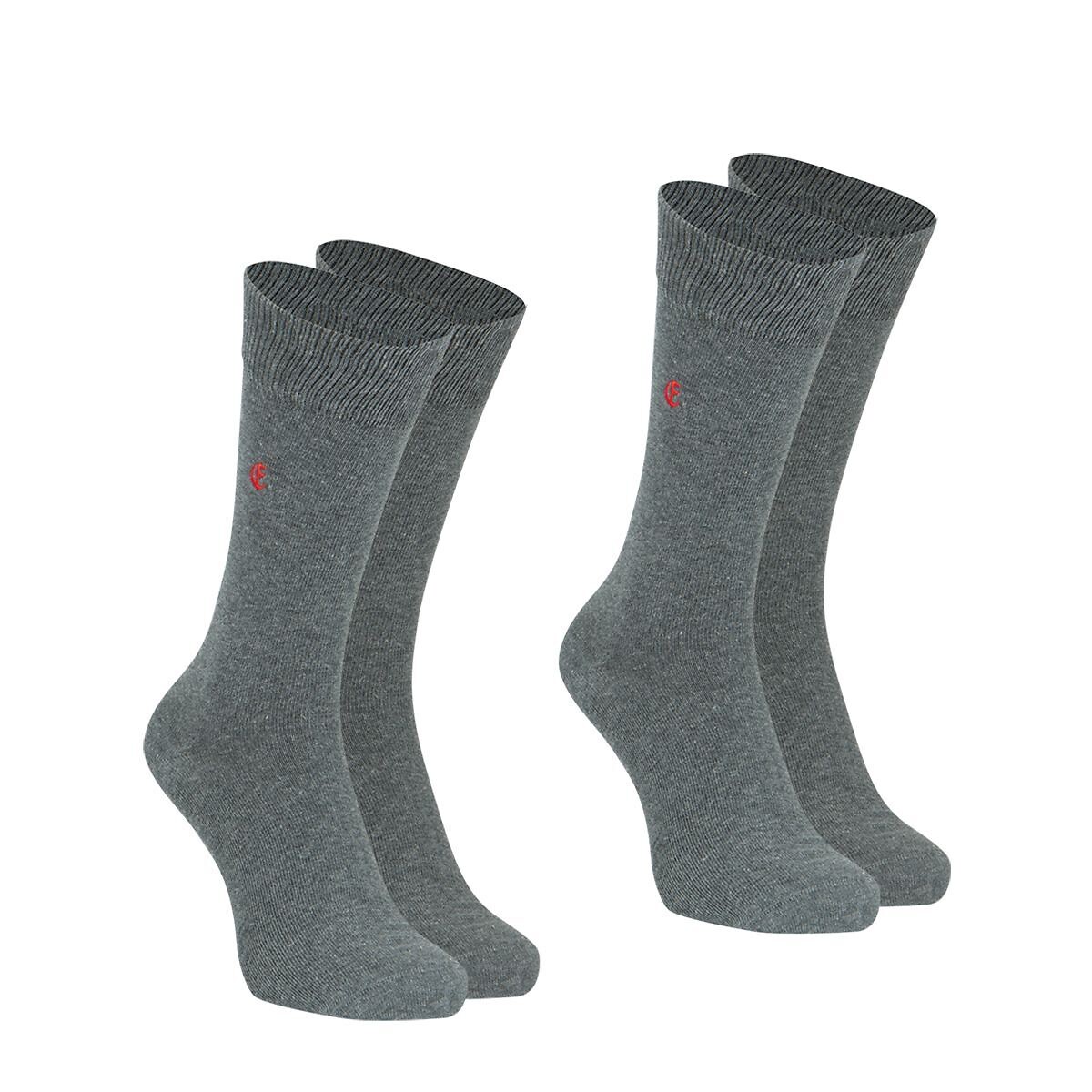 Pack of 2 Pairs of Crew Socks grey marl, EMINENCE