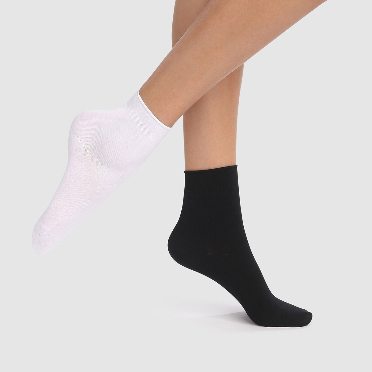 Lot de 2 socquettes modal noir/blanc, DIM