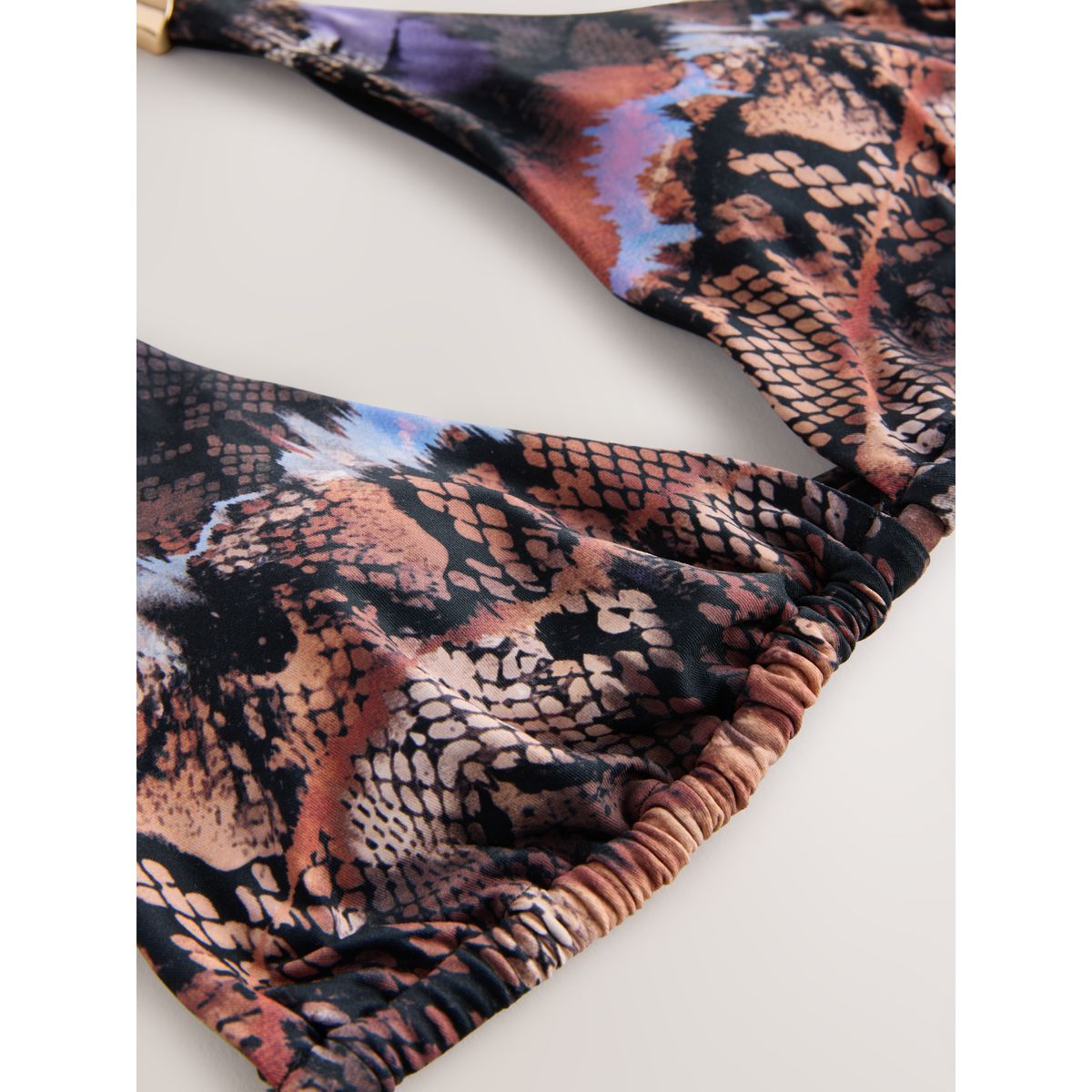 Haut de bikini triangle à détails métalliques imprimé animal marron/marine, NEXT