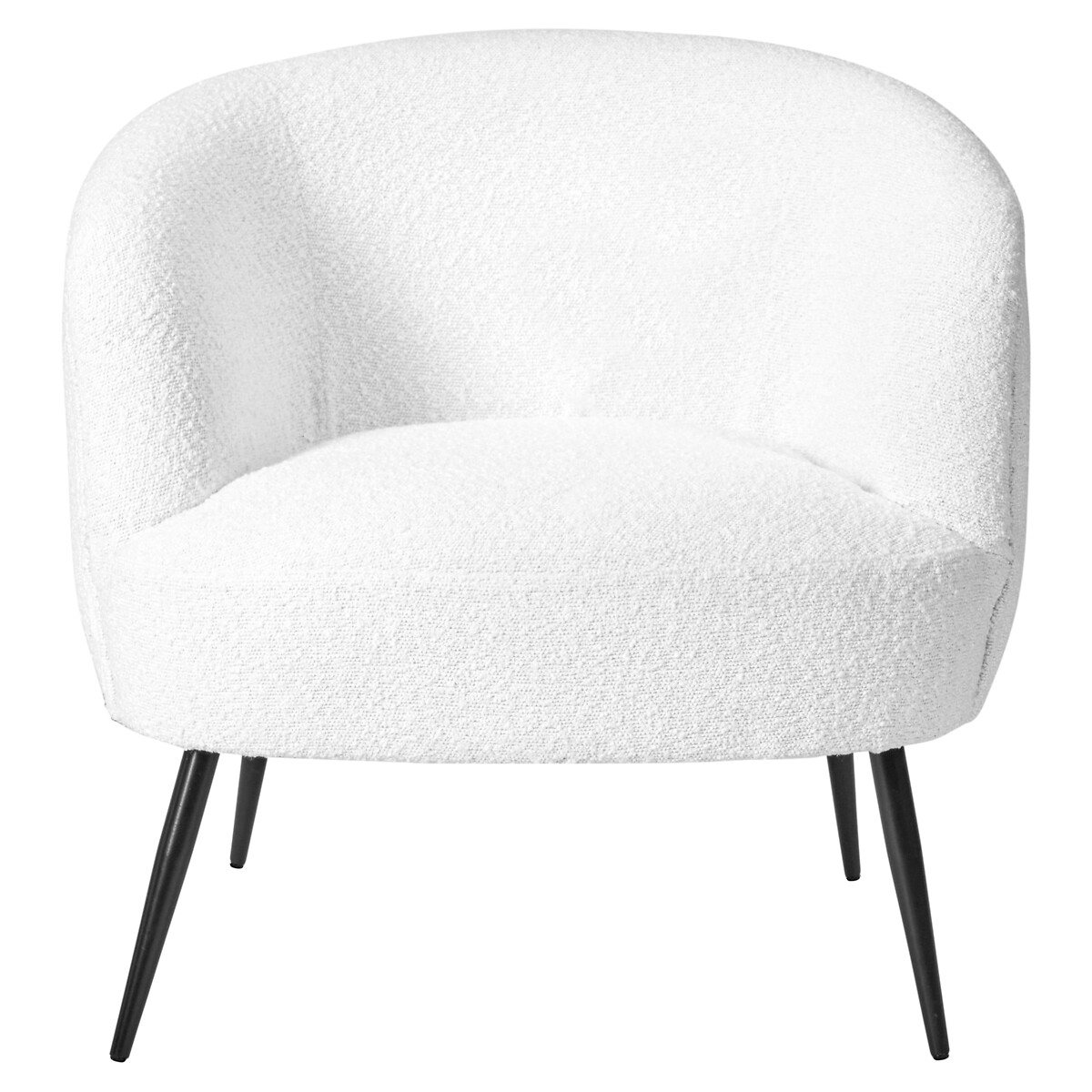 Bouclé Curve Tub Chair with Black Metal Legs white, SO'HOME