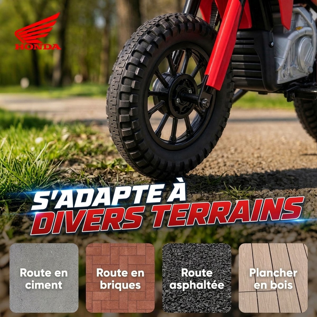 Moto électrique à conducteur assis Acier rouge et bleu, AIYAPLAY