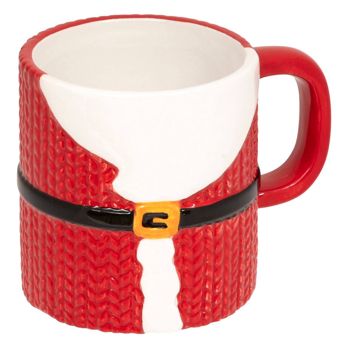 Set de 2 mugs empilables Père Noël H17,6 cm céramique rouge, ATMOSPHERA