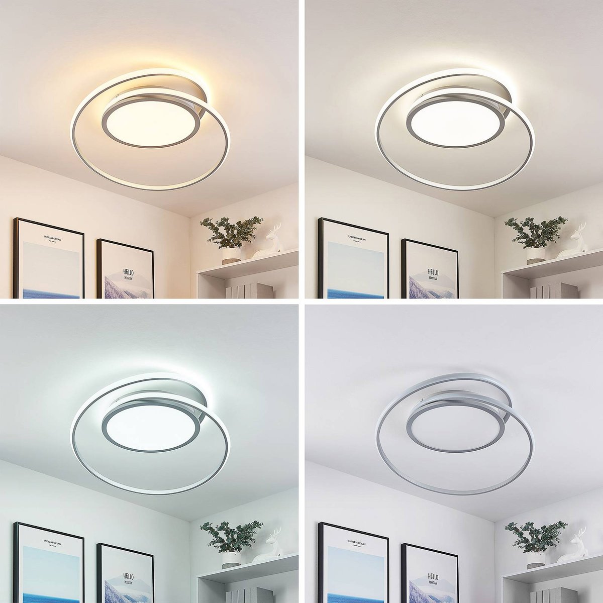 Plafonnier en métal moderneLED, Noud argent, LUCANDE