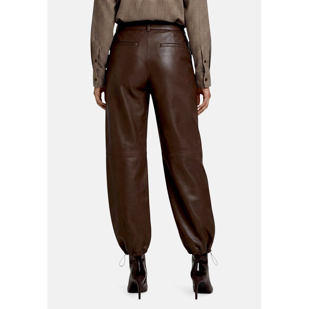 Pantalon en simili cuir à fermeture zippée black coffee, ZERO