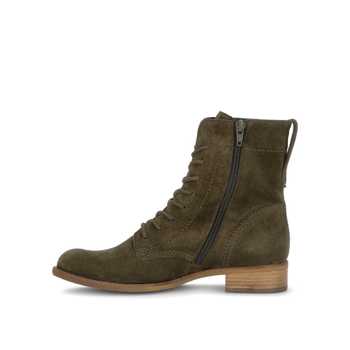 Bottines en cuir velours à talon décroché kaki, GABOR