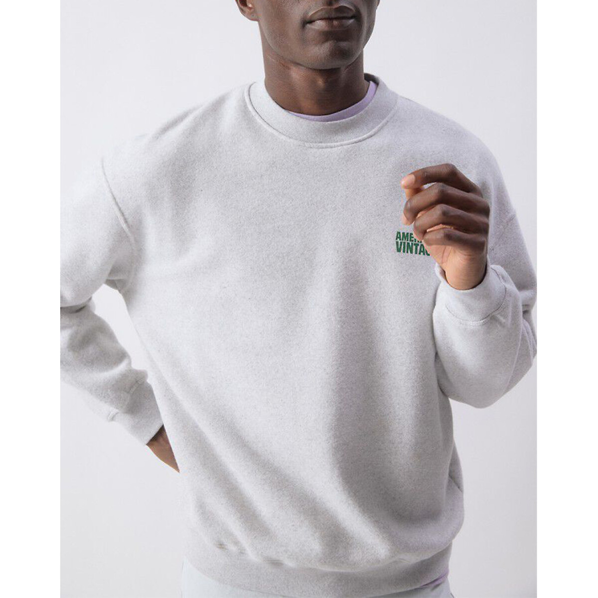 Sweat BAPTOWN gris clair chiné, AMERICAN VINTAGE
