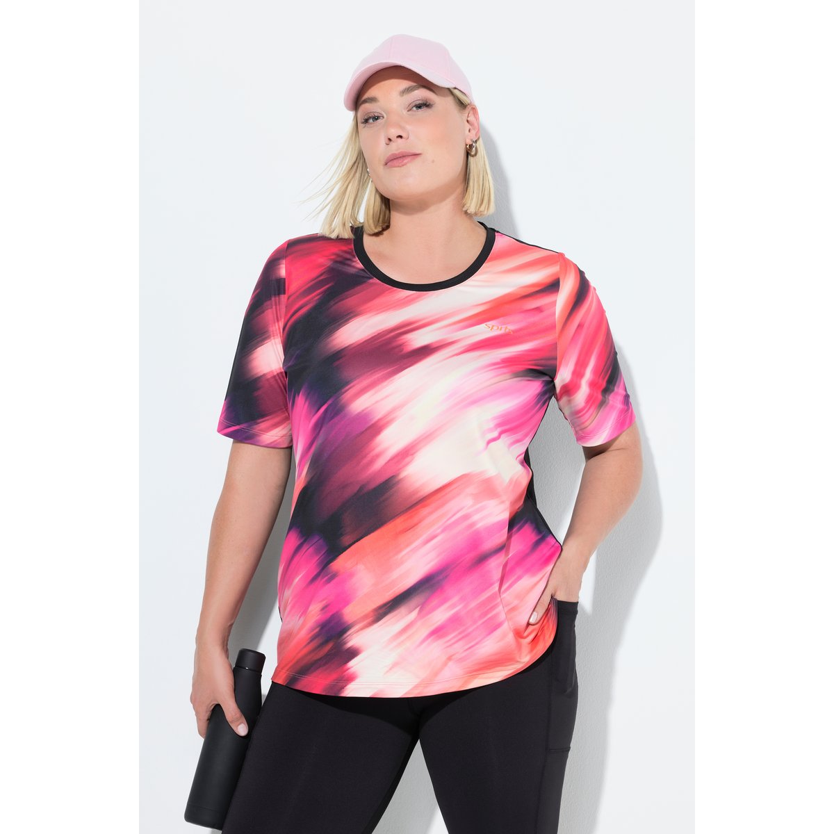 T-shirt décolleté rond et manches courtes rouge hibiscus, ULLA POPKEN