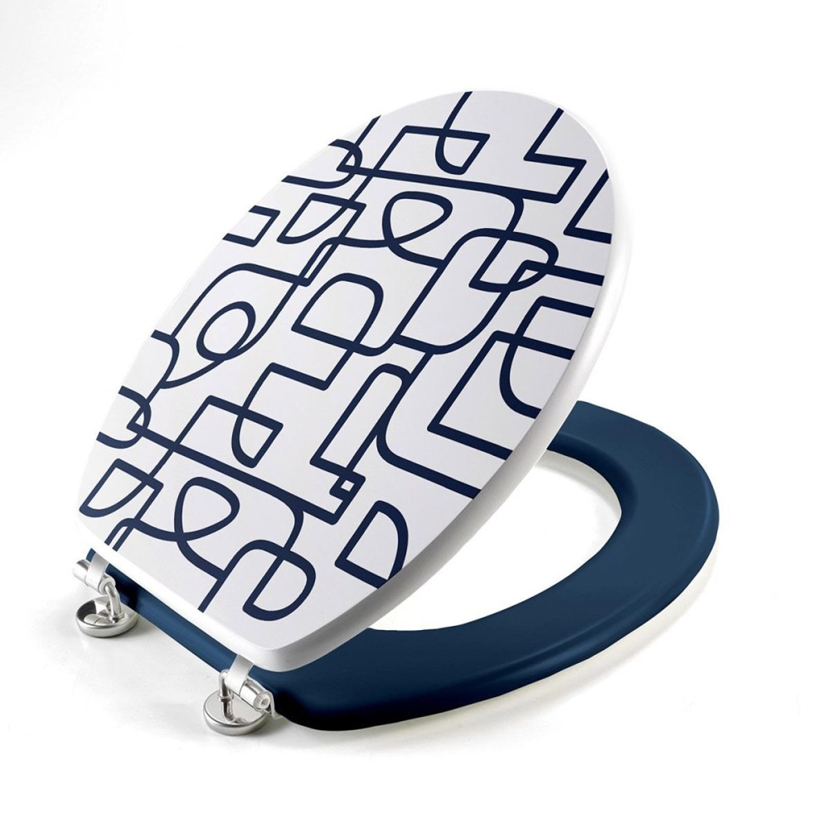 Abattant WC MDF charnières métal Labyrinthe blanc, DECORATIE