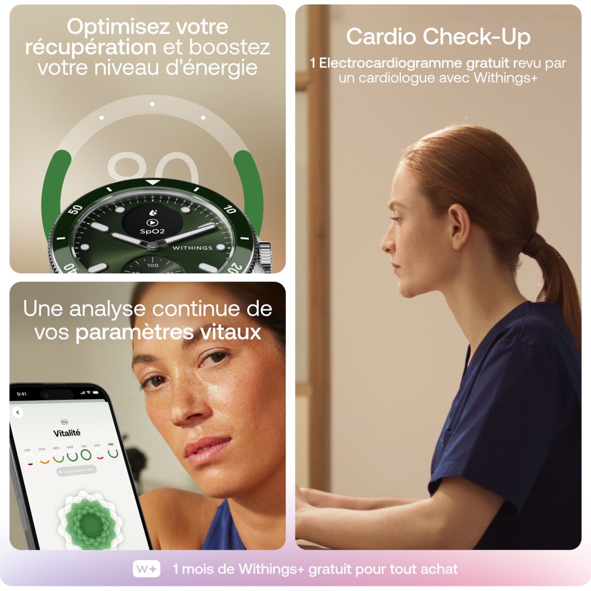 Montre santé Scanwatch Nova verte vert, WITHINGS