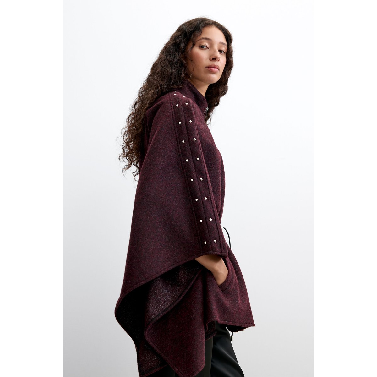 Poncho à fermeture éclair avec ceinture rouge, DESIGUAL