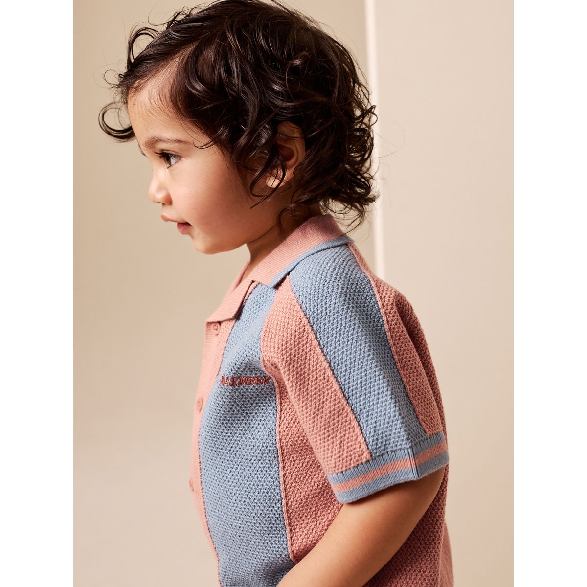 Polo avec revers de col en maille bleu/orange, NEXT