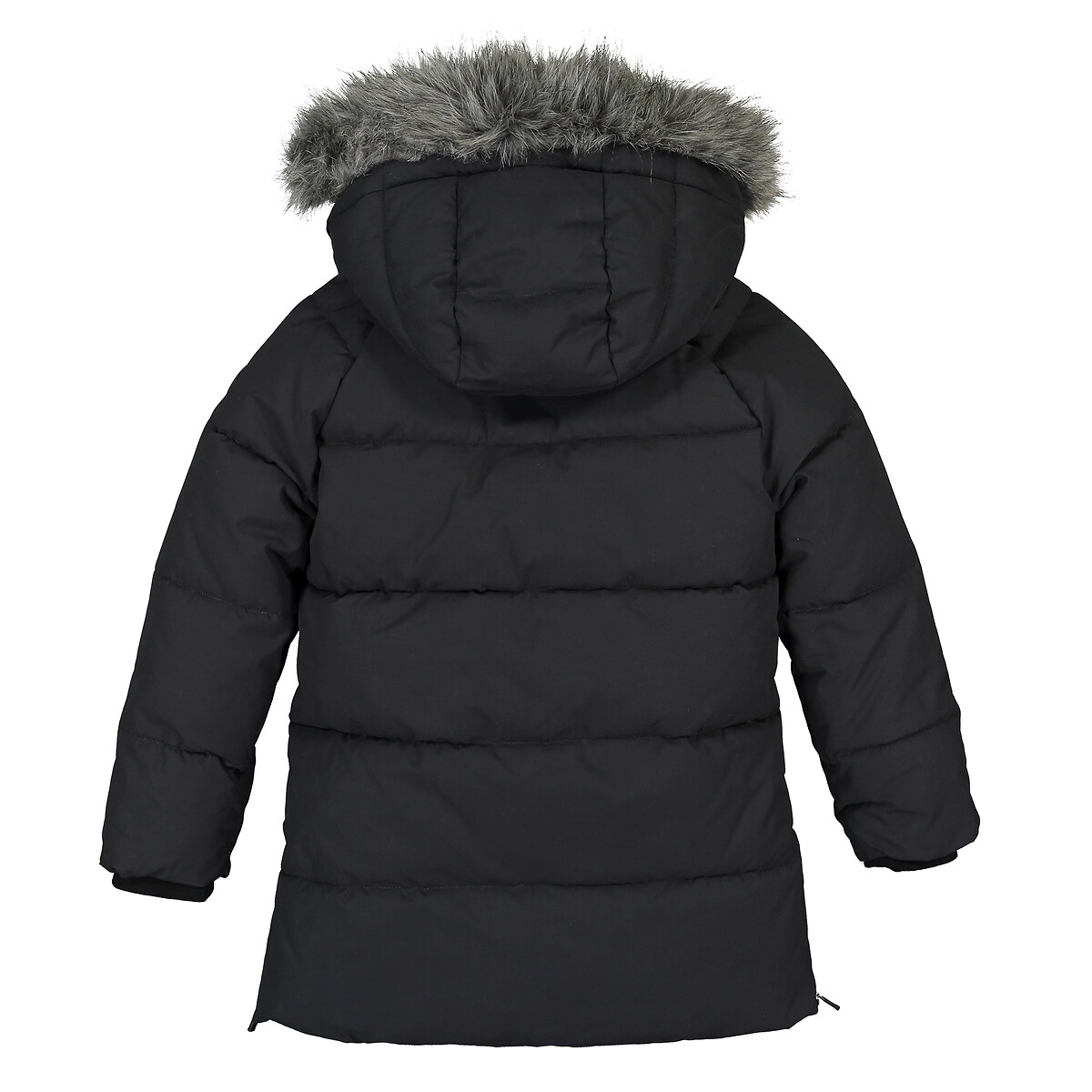 Doudoune longue chaude à capuche, bordure amovible gris foncé, LA REDOUTE COLLECTIONS