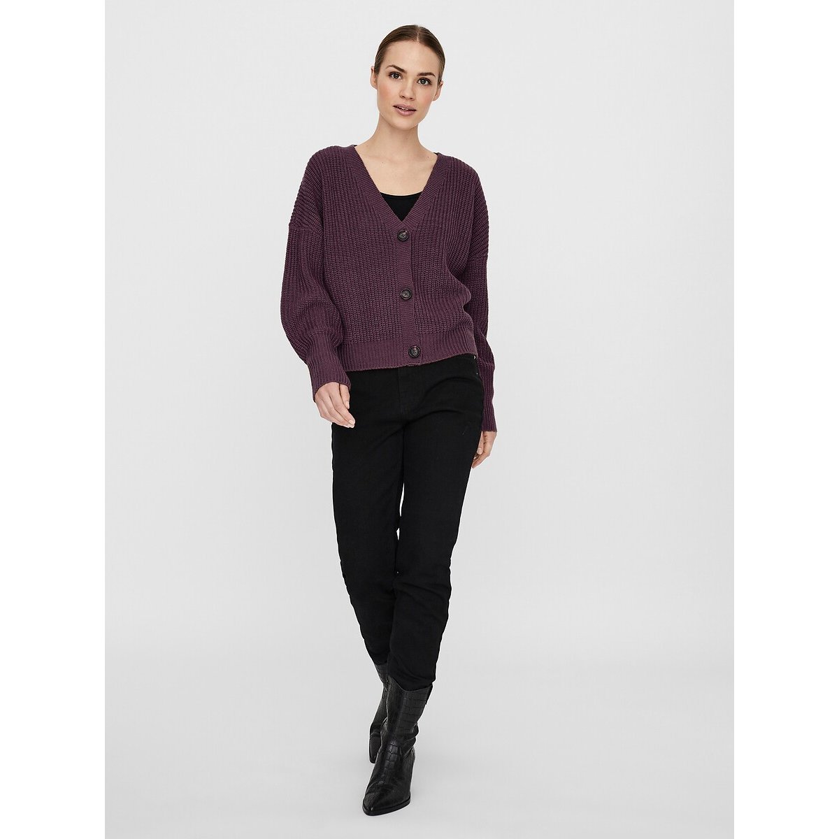 Gilet court boutonné bordeaux, VERO MODA