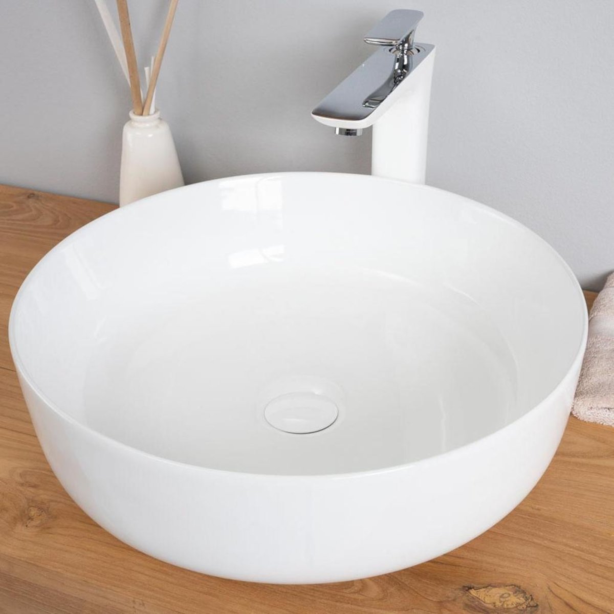 Vasque en céramique ronde 45 cm IPSO blanc, WANDA COLLECTION