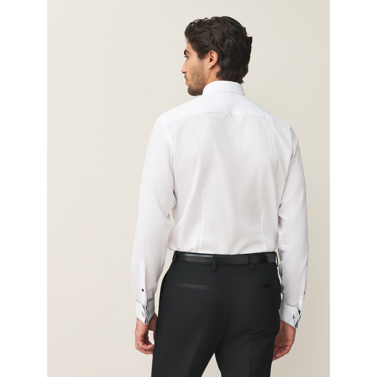 Chemise à poignet double et nœud papillon nœud papillon blanc texturé/noir, NEXT