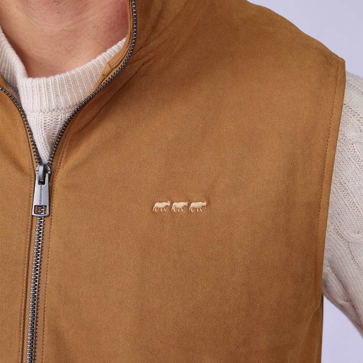 Veste suédine sans manches camel, MISE AU GREEN